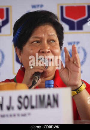 May 4, 2011 - Aleosan, North Cotabato, Philippines - CORAZON DINKY SOLIMAN, secretary of Department of Social Welfare and Development, answers question from the media during the launching of United Nations and Manila government iron fortified rice campaign in the township of Aleosan, North Cotabato  Stock Photo