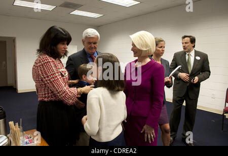 May 13, 2011 - Macon, GA - Former House Speaker Newt Gingrich makes first stop of his 2012 presidential campaign at Georgia's Republican State Convention this weekend. Pictured: Newt and Callista with family members following his speech. (Credit Image: © Robin Nelson/ZUMAPRESS.com) Stock Photo