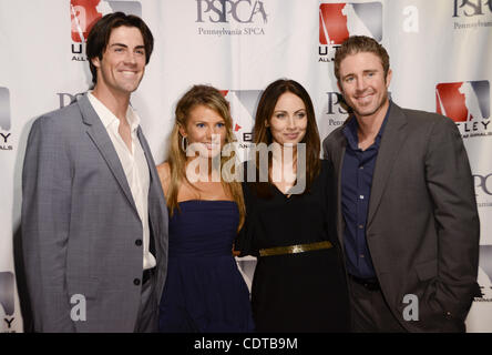 April 28, 2011 - Philadelphia Phillie's CHASE UTLEY and wife JENNIFER UTLEY,  with Phillie's COLE HAMMELS and WIFE HEIDI at the Chase Utley's Casino night to support the Pennsylvania SPCA's fund to stop cruelty against animals., at the Chase Utley's Casino night to support the Pennsylvania SPCA's fu Stock Photo