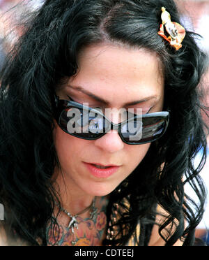 “American Pickers” star Danielle Colby Cushman answer questions from fans and signs autographs Saturday June 4, 2011 in LeClaire, Iowa during the 'American Pickers' Weekend that brought an estimated 10,000 people to the small Mississippi River community. (Kevin E. Schmidt/Maquoketa Studios) Stock Photo