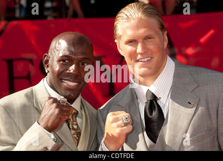 July 13, 2011 - Los Angeles, California, U.S. - Green Bay Packers' DONALD DRIVER, left, and CLAY MATTHEWS JR. on the red carpet of ESPN's 2011 ESPY awards at the Nokia Theater in downtown Los Angeles. (Credit Image: &#169; John Schreiber/ZUMAPRESS.com) Stock Photo