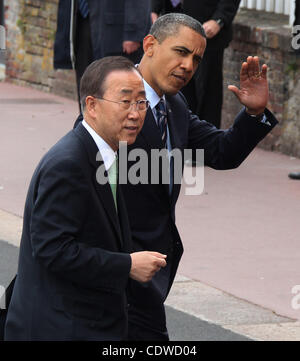 G8 summit in Deauville,France. Pictured: US President Barack Obama and Secretary-General of the United Nations Ban Ki-moon  . Stock Photo