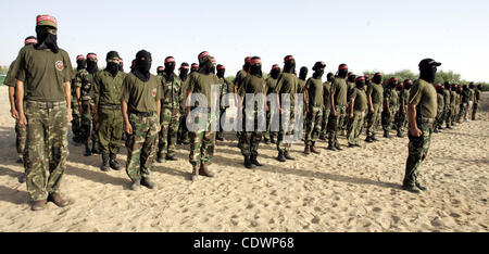 Militants of the Democratic Front for Liberation Palestine (DFLP) train during a military graduation ceremony in Rafah, southern Gaza Strip, on July 29, 2011. Photo by Abed Rahim Khatib Stock Photo