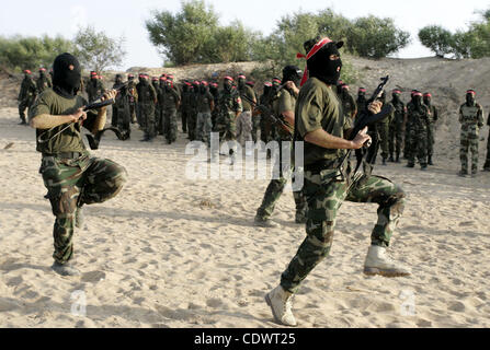 Militants of the Democratic Front for Liberation Palestine (DFLP) train during a military graduation ceremony in Rafah, southern Gaza Strip, on July 29, 2011. Photo by Abed Rahim Khatib Stock Photo