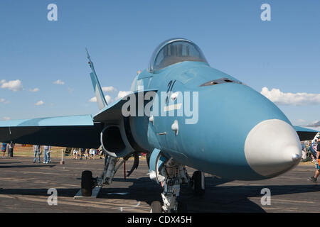 Aug. 27, 2011 - Denver, Colorado, U.S. - An F-18 Hornet is one of many Aircraft for viewing at the Rocky Mountain Airshow in Broomfield. (Credit Image: &#169; Hector Acevedo/ZUMAPRESS.com) Stock Photo