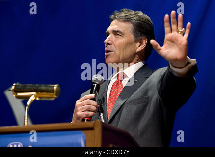 Oct. 19, 2011 - Las Vegas, Nevada, U.S. - Texas Governor and Presidential candidate RICK PERRY delivers a keynote address at the Western Republican Leadership Conference held at the Venetian Hotel and Sands Expo Center. (Credit Image: © Brian Cahn/ZUMAPRESS.com) Stock Photo