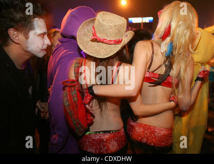 Oct. 31, 2011 - Los Angeles, California, U.S. - Halloween revelers dressed in costumes as hundreds of thousands of Halloween revelers attend the West Hollywood Halloween costume carnival on October 31, 2011. The world-famous costume party on Santa Monica Boulevard, the celebration is the largest adu Stock Photo