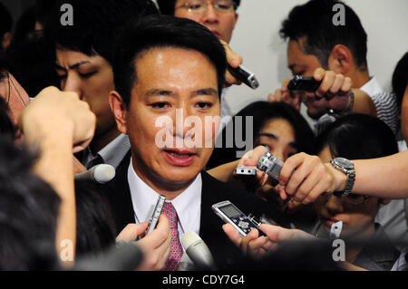 Aug. 23, 2011 - Tokyo, Japan - Former Foreign Minister SEIJI MAEHARA speaks to reporters at the Diet Building in Tokyo, Japan. Due to the resignation of the current Japanese Prime Minister which is scheduled to be done August 26, Maehara has announce his plan to run in the presidential election of t Stock Photo