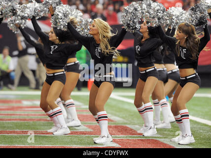 Oct. 16, 2011 - Atlanta, GA, U.S. - Members of the Atlanta Falcons cheerleaders perform during a timeout against the Carolina Panthers in the second half of an NFL football game at the Georgia Dome in Atlanta, Georgia on October 16, 2011. The Falcons defeated the Panthers 31-17.  UPI Photo/Erik S. L Stock Photo