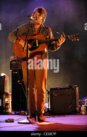 Sept 21, 2011 - Raleigh, North Carolina; USA -   Singer / Guitarist ROBIN PECKNOLD of the band Fleet Foxes performs live as their 2011 tour makes a stop at the Raleigh Amphitheater. Copyright 2011 Jason Moore. (Credit Image: © Jason Moore/ZUMAPRESS.com) Stock Photo