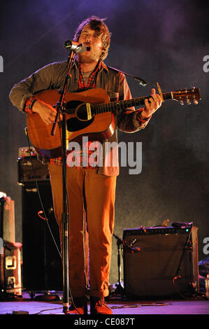 Sept 21, 2011 - Raleigh, North Carolina; USA -   Singer / Guitarist ROBIN PECKNOLD of the band Fleet Foxes performs live as their 2011 tour makes a stop at the Raleigh Amphitheater. Copyright 2011 Jason Moore. (Credit Image: © Jason Moore/ZUMAPRESS.com) Stock Photo