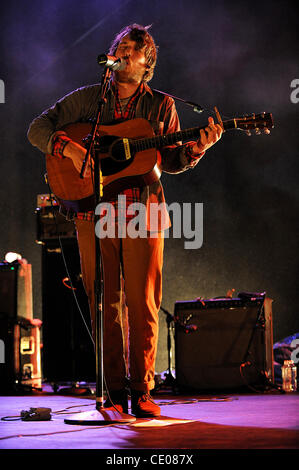 Sept 21, 2011 - Raleigh, North Carolina; USA -   Singer / Guitarist ROBIN PECKNOLD of the band Fleet Foxes performs live as their 2011 tour makes a stop at the Raleigh Amphitheater. Copyright 2011 Jason Moore. (Credit Image: © Jason Moore/ZUMAPRESS.com) Stock Photo