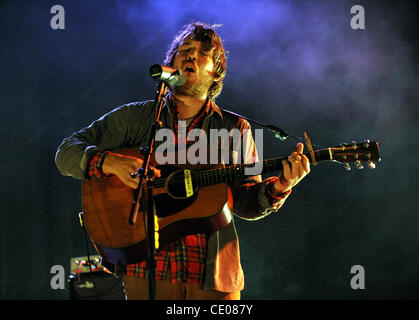 Sept 21, 2011 - Raleigh, North Carolina; USA -   Singer / Guitarist ROBIN PECKNOLD of the band Fleet Foxes performs live as their 2011 tour makes a stop at the Raleigh Amphitheater. Copyright 2011 Jason Moore. (Credit Image: © Jason Moore/ZUMAPRESS.com) Stock Photo