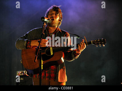 Sept 21, 2011 - Raleigh, North Carolina; USA -   Singer / Guitarist ROBIN PECKNOLD of the band Fleet Foxes performs live as their 2011 tour makes a stop at the Raleigh Amphitheater. Copyright 2011 Jason Moore. (Credit Image: © Jason Moore/ZUMAPRESS.com) Stock Photo