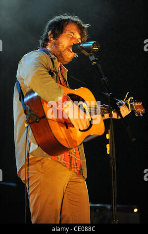 Sept 21, 2011 - Raleigh, North Carolina; USA -   Singer / Guitarist ROBIN PECKNOLD of the band Fleet Foxes performs live as their 2011 tour makes a stop at the Raleigh Amphitheater. Copyright 2011 Jason Moore. (Credit Image: © Jason Moore/ZUMAPRESS.com) Stock Photo