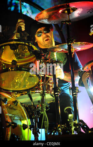 Oct. 15, 2011 - Los Angeles, California, U.S. - Musician JASON BONHAM and the Led Zeppelin Experience perform at the Greek Theatre, with Jason Bonham on drums, Tony Catania on guitar, James Dylan lead vocals, Dorian Heartsong on bass, and Stephen LeBlanc on keyboards. Bonham is the son of legendary  Stock Photo