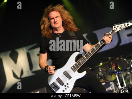 Aug. 10, 2011 - Dallas, Texas, U.S - Bassist David Ellefson of the Heavy Metal Rock Band Megadeth performs live on stage at the Rockstar Energy Drink Mayhem Festival at the Gexa Energy Pavillion in Dallas, Texas (Credit Image: © Albert Pena/Southcreek Global/ZUMAPRESS.com) Stock Photo