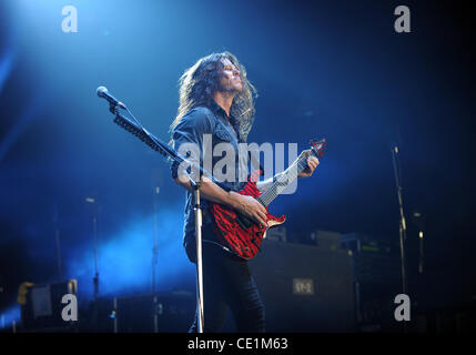 Aug. 10, 2011 - Dallas, Texas, U.S - Guitarist Chris Broderick of the Heavy Metal Rock Band Megadeth performs live on stage at the Rockstar Energy Drink Mayhem Festival at the Gexa Energy Pavillion in Dallas, Texas (Credit Image: © Albert Pena/Southcreek Global/ZUMAPRESS.com) Stock Photo