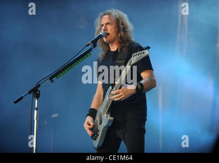 Aug. 10, 2011 - Dallas, Texas, U.S - Bassist David Ellefson of the Heavy Metal Rock Band Megadeth performs live on stage at the Rockstar Energy Drink Mayhem Festival at the Gexa Energy Pavillion in Dallas, Texas (Credit Image: © Albert Pena/Southcreek Global/ZUMAPRESS.com) Stock Photo