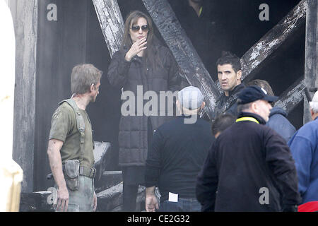 Angelina Jolie on the set of her new movie. Budapest, Hungary - 13.10.2010 Stock Photo