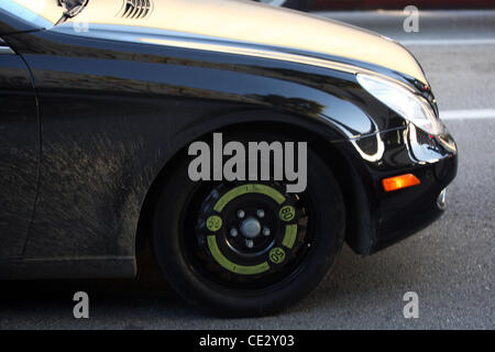 Ali Larter departs in her car, using a spare tire, after shopping in Beverly Hills Los Angeles, California - 09.02.11 Stock Photo