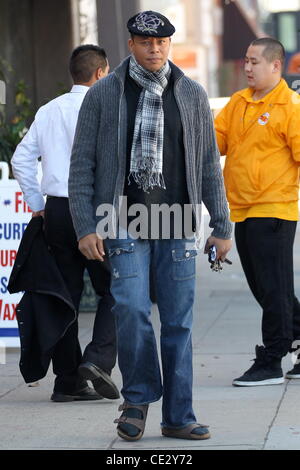 Terrence Howard wearing Birkenstock sandals with socks while shopping in Hollywood Los Angeles, California - 10.02.11 Stock Photo