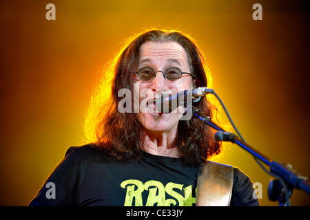 Geddy Lee Canadian rock band Rush performs live at the Cruzan Amphitheater West Palm Beach, Florida - 02.10.10 Stock Photo