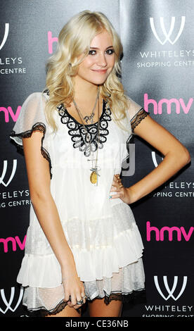 Pixie Lott Mama Do singer signs copies of her new single 'Broken Arrow' at HMV Bayswater in the Whiteleys Shopping Centre.  London, England - 11.10.10 Stock Photo