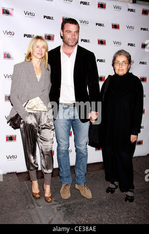 Naomi Watts, Liev Schreiber and his mother Heather Milgram  Opening night of the Broadway musical production of 'Bloody Bloody Andrew Jackson' at the Bernard B. Jacobs Theatre - Arrivals.  New York City, USA - 13.10.10 Stock Photo