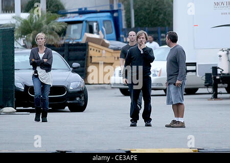 David Spade walks from his trailer to the film set of 'Jack and Jill' shooting in West Hollywood Los Angeles, California - 19.10.10 Stock Photo