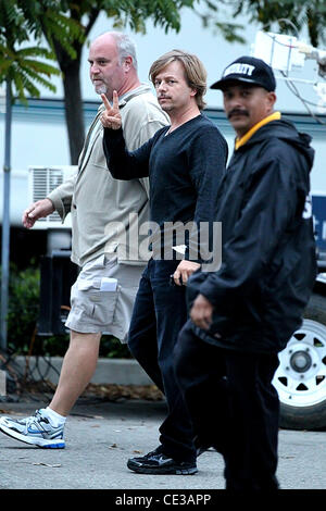 David Spade walks from his trailer to the film set of 'Jack and Jill' shooting in West Hollywood Los Angeles, California - 19.10.10 Stock Photo