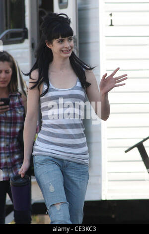 Krysten Ritter filming on the set of her new movie ' BFF & Baby'. Los