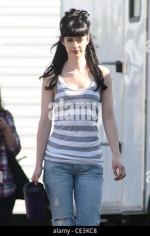 Krysten Ritter filming on the set of her new movie ' BFF & Baby'. Los