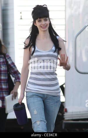 Krysten Ritter filming on the set of her new movie ' BFF & Baby'. Los