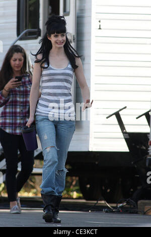 Krysten Ritter filming on the set of her new movie ' BFF & Baby'. Los