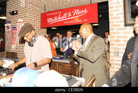 DJ Jazzy Jeff and Mayor Nutter DJ Jazzy Jeff attends  Mitchell & Ness Nostalgia Co's grand opening of its new flagship store.  Philadelphia, Pennsylvania - 19.11.10 Stock Photo