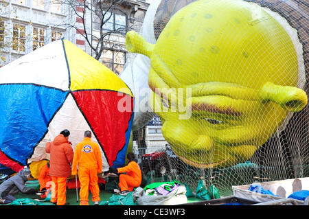 Atmosphere Macy's Thanksgiving Day Parade balloons are inflated in preparation on the eve of the parade. New York City, USA - 24.11.10 Stock Photo