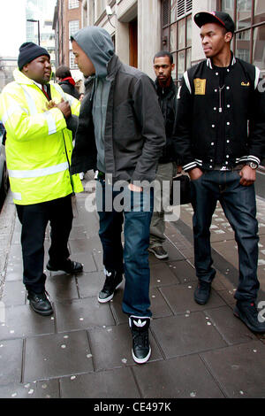 J. Cole aka Jermaine Lamarr Cole American rapper leaving BBC Radio 1 studios London, England - 07.01.11 Stock Photo