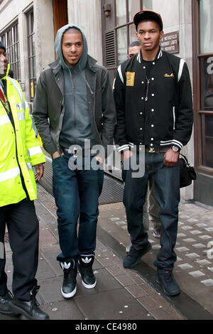 J. Cole aka Jermaine Lamarr Cole American rapper leaving BBC Radio 1 studios London, England - 07.01.11 Stock Photo