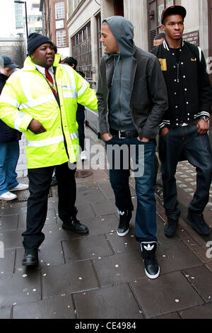 J. Cole aka Jermaine Lamarr Cole American rapper leaving BBC Radio 1 studios London, England - 07.01.11 Stock Photo