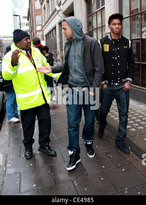 J. Cole aka Jermaine Lamarr Cole American rapper leaving BBC Radio 1 studios London, England - 07.01.11 Stock Photo