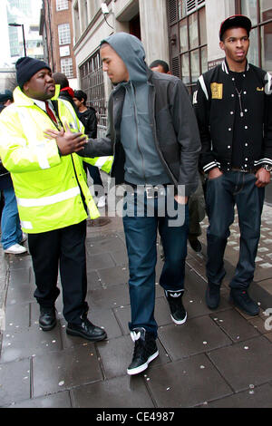 J. Cole aka Jermaine Lamarr Cole American rapper leaving BBC Radio 1 studios London, England - 07.01.11 Stock Photo