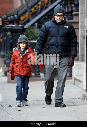 Matthew Broderick and his son James Wilke Broderick bundle up for a walk in Manhattan New York City, USA - 10.01.11 Stock Photo