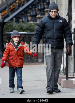 Matthew Broderick and his son James Wilke Broderick bundle up for a walk in Manhattan New York City, USA - 10.01.11 Stock Photo