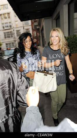 Rochelle Wiseman from The Saturdays and a friend are seen arriving  at the Mayfair Hotel. London, England - 19.08.10 Stock Photo