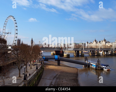 Waterloo Pier at the London Eye Millennium Wheel Stock Photo - Alamy