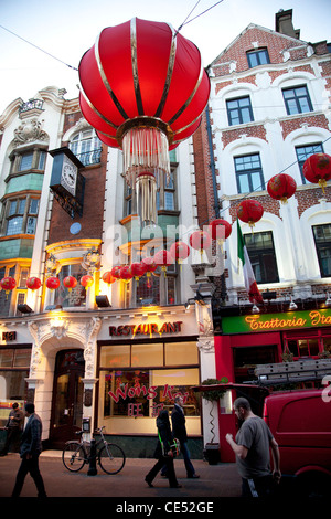 Chinese New Year on Gerrard Street, Soho, London. Also known as Chinatown, home to London's Chinese community. Stock Photo