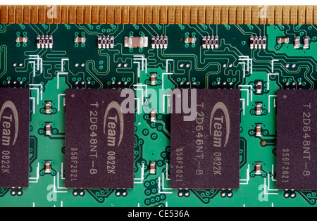 Computer board with memory modules. random access memory, RAM. Stock Photo