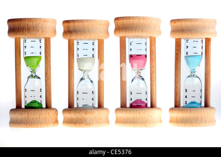 Hourglass, analog timing through slowly running sand.