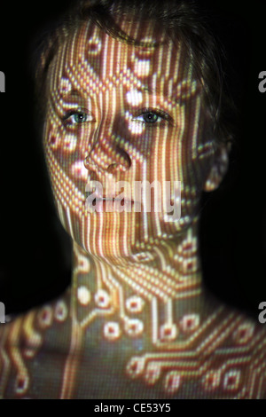 Symbolic image. Biometric, automatic face detection, face scanner. Networking, social network, media. Stock Photo